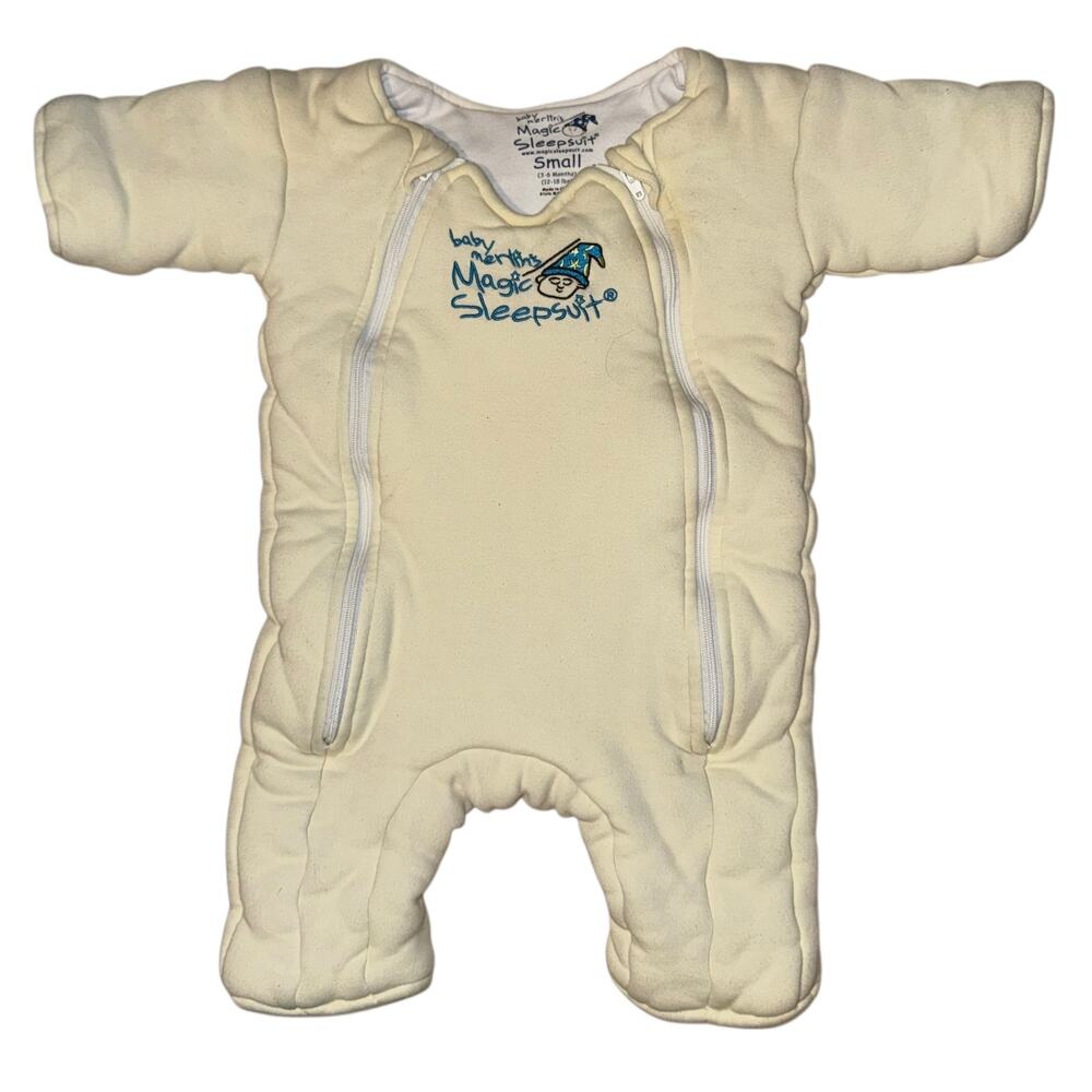 Baby Merlins Magic Sleepsuit Small 3-6 Months Yellow Moro Reflex Startle‎ Yellow